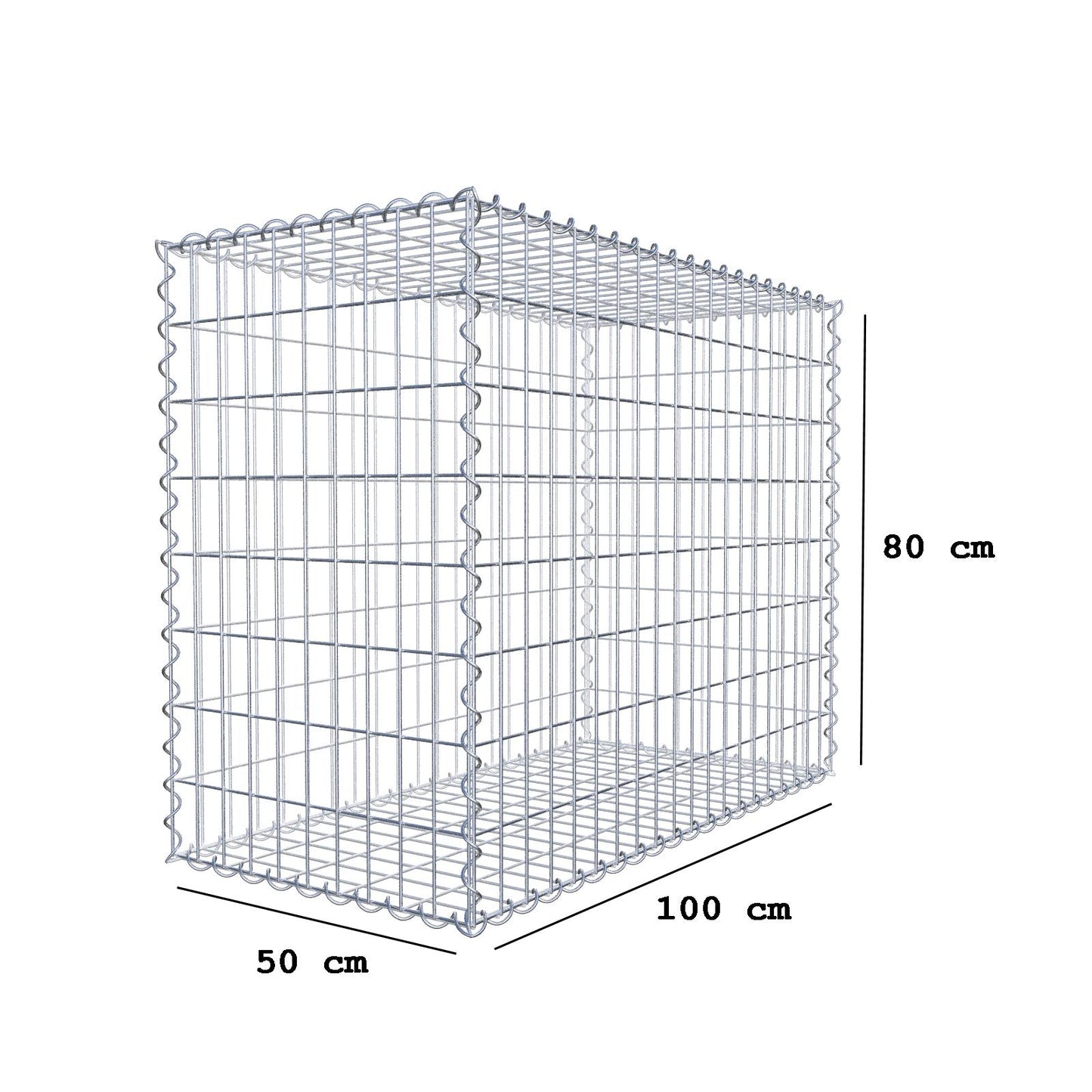 Gabion 100 cm x 80 cm x 50 cm (L x H x P), mailles 5 cm x 10 cm, spirale
