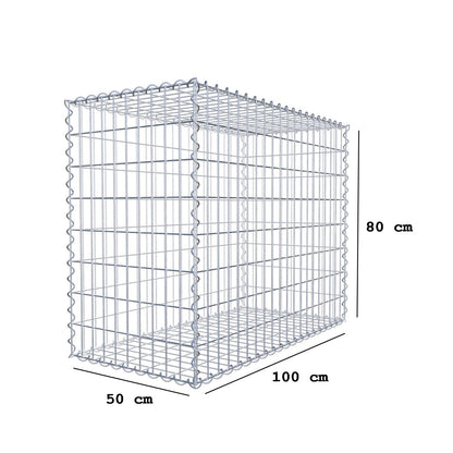 Gabion 100 cm x 80 cm x 50 cm (L x H x P), mailles 5 cm x 10 cm, spirale