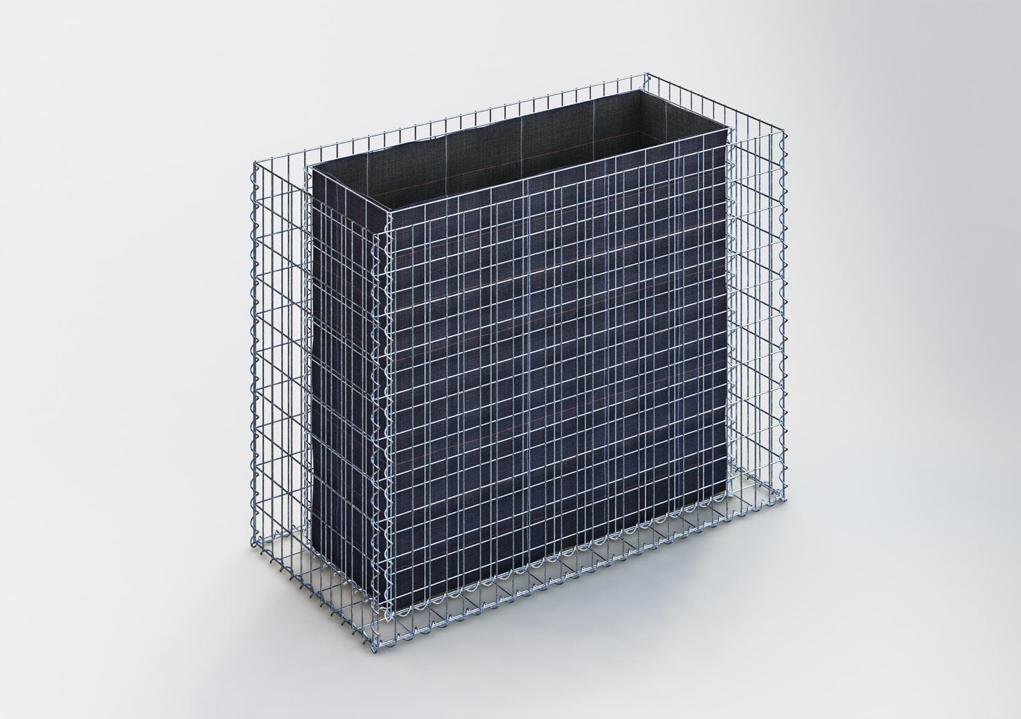 Lecho elevado rectangular 130 cm x 100 cm x 60 cm (largo x alto x fondo), malla 5 x 10 cm, espesor de pared 10 cm