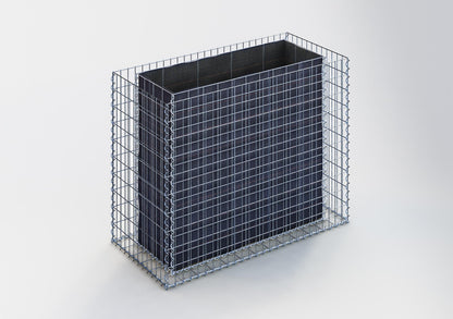 Lecho elevado rectangular 130 cm x 100 cm x 60 cm (largo x alto x fondo), malla 5 x 10 cm, espesor de pared 10 cm