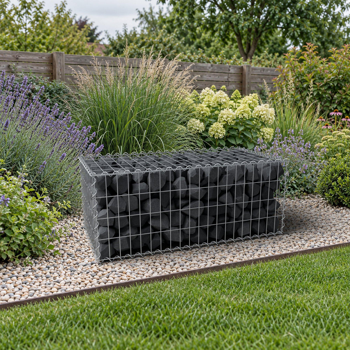 Gabion 100 cm x 40 cm x 50 cm (L x H x D), maskstorlek 5 cm x 10 cm, spiral