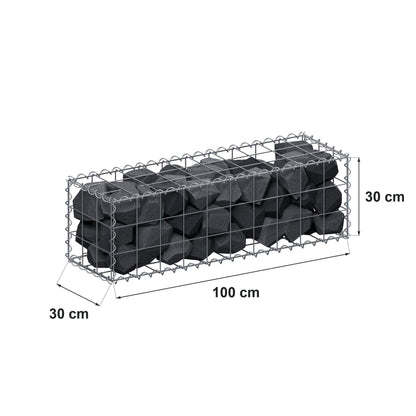 Gabione 100 cm x 30 cm x 30 cm (L x H x T), Maschenweite 10 cm x 10 cm, Spirale