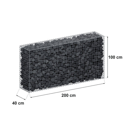 Gabion 200 cm x 100 cm x 40 cm (L x H x P), mailles 5 cm x 5 cm, spirale