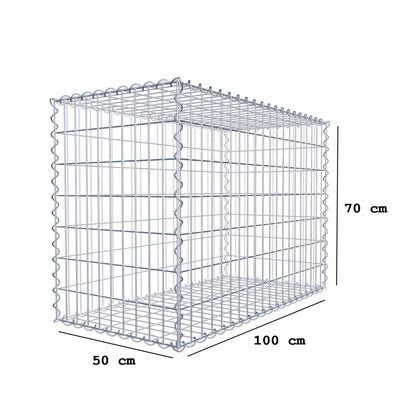 Gabião 100 cm x 70 cm x 50 cm (C x A x P), malhagem 5 cm x 10 cm, espiral