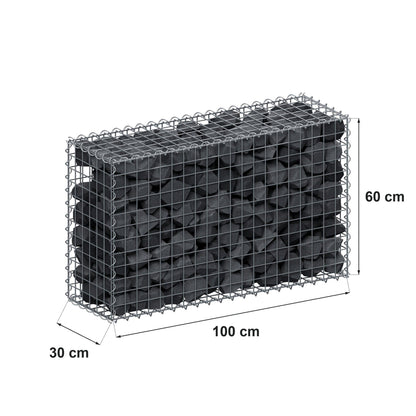 Gabion 100 cm x 60 cm x 30 cm (L x H x D), maskstorlek 5 cm x 5 cm, spiral