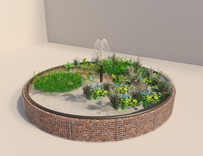 Gabion bassin surélevé rond, diamètre extérieur 472 cm, hauteur 50 cm, mailles 5 x 5 cm, épaisseur de paroi 15 cm