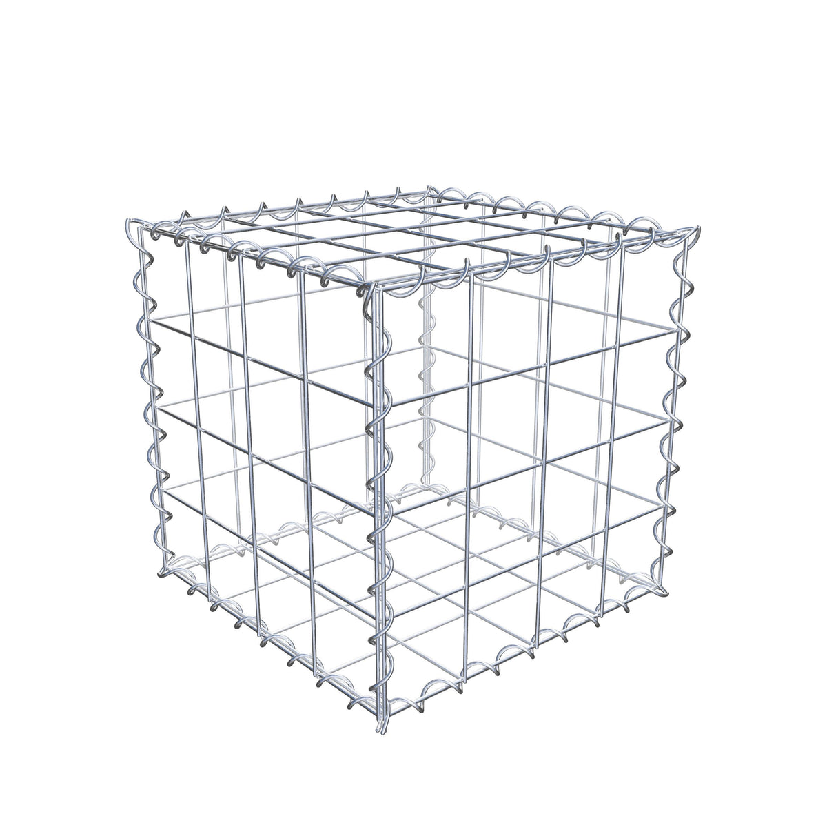 Schanskorf 40 cm x 40 cm x 40 cm (L x H x D), maaswijdte 10 cm x 10 cm, spiraal