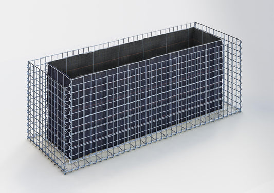 Högbädd, fyrkantig 170 cm x 60 cm x 60 cm (L x H x D), maskstorlek 5 x 5 cm, väggtjocklek 10 cm