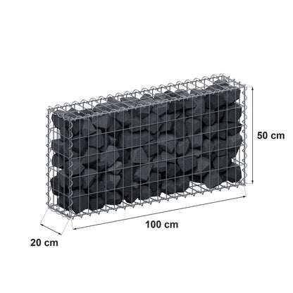 Gabione 100 cm x 50 cm x 20 cm (L x H x T), Maschenweite 5 cm x 10 cm, Spirale