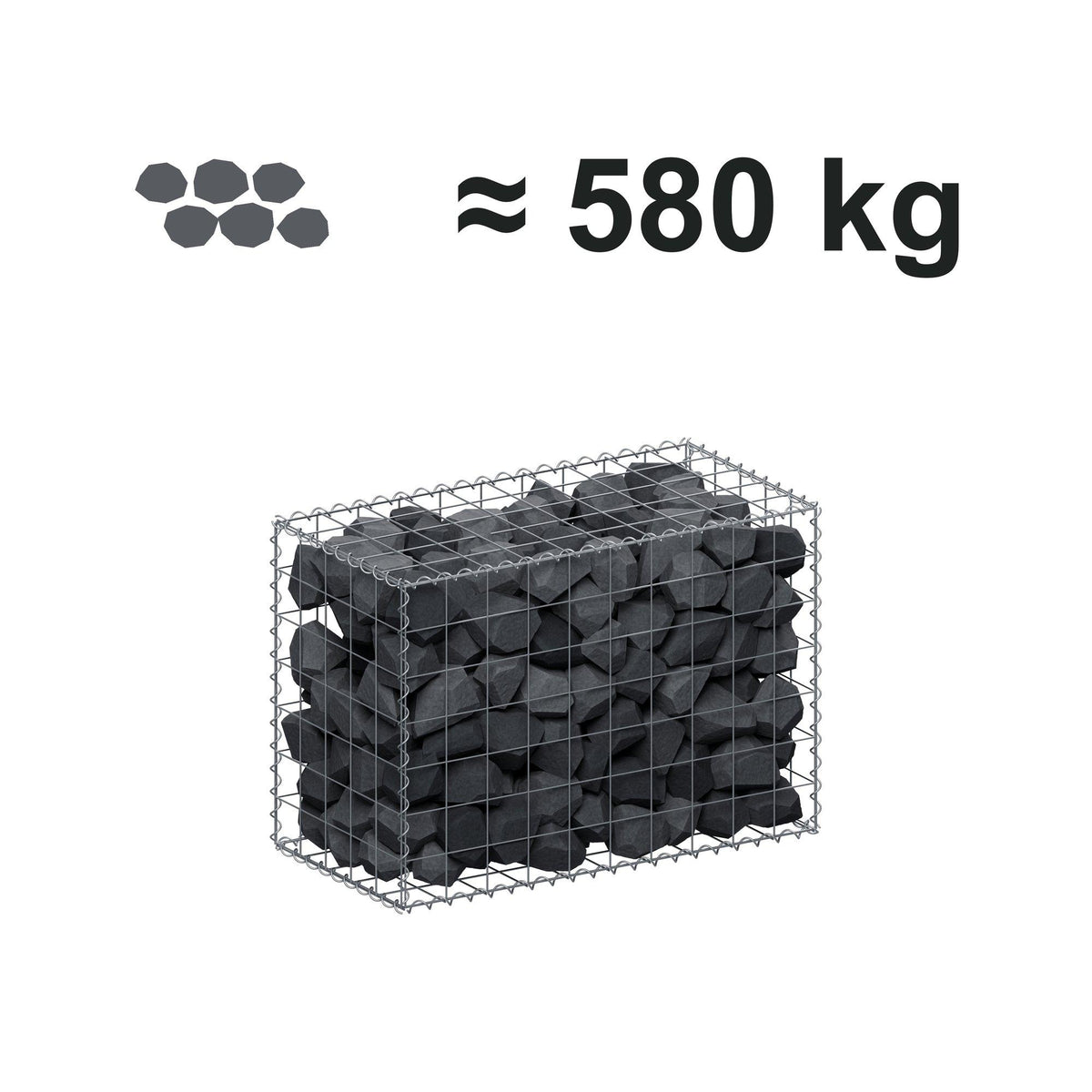 Gabion 100 cm x 70 cm x 50 cm (L x H x D), maskestørrelse 10 cm x 10 cm, spiral