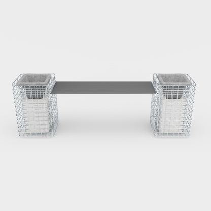 Banc de jardin 2 colonnes à fleurs - 200 x 62 x 42 ( L x H x P) MW 5 x 5 cm galvanisé à chaud, avec revêtement recyclé en anthracite