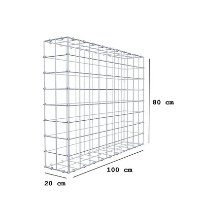 Gabion 100 cm x 80 cm x 20 cm (L x H x D), mesh size 10 x 10 cm, spiral ring
