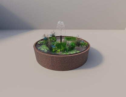 Gabião para lago elevado redondo, diâmetro exterior 352 cm, altura 80 cm, dimensão da malha 5 x 5 cm, espessura da parede 15 cm