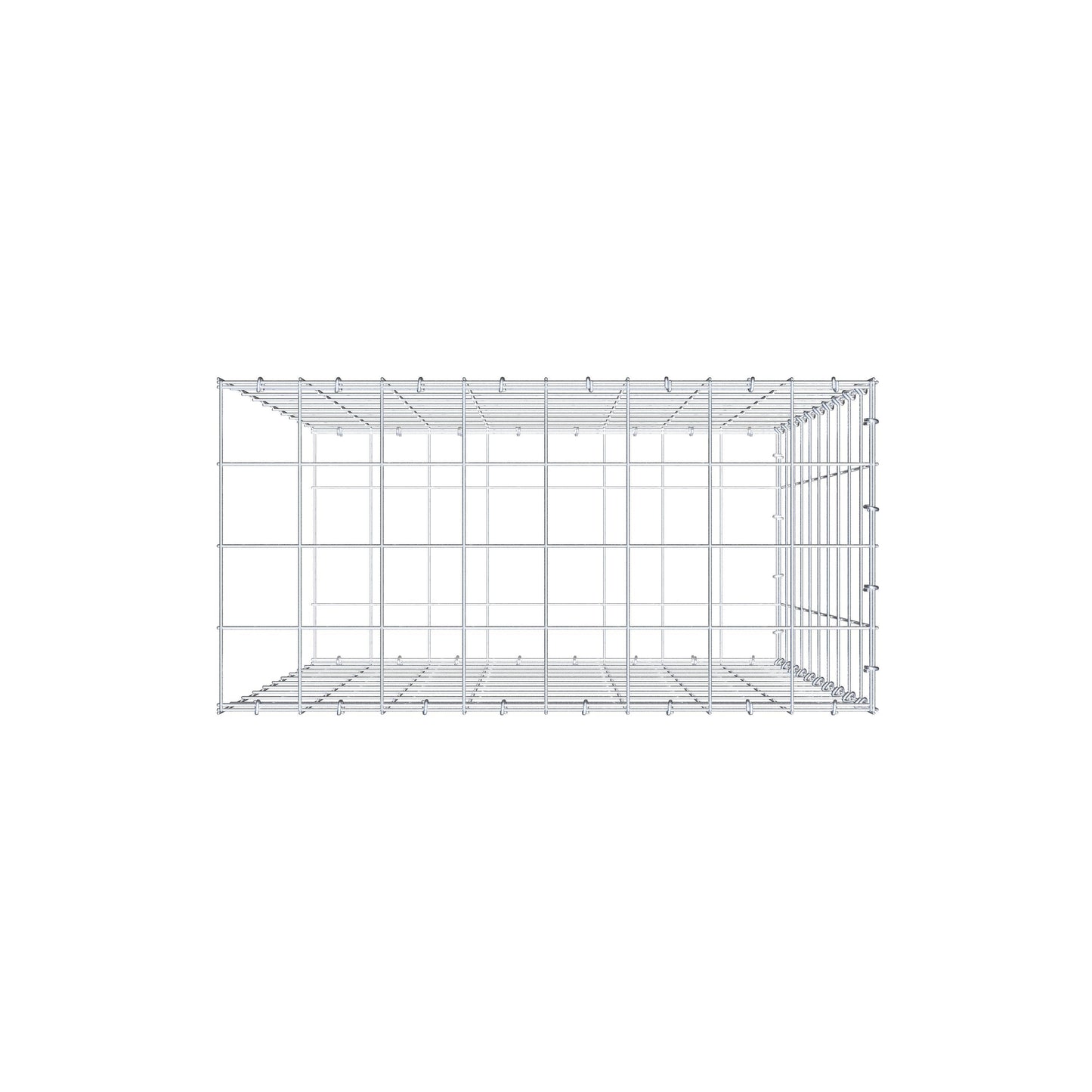 Monteret gabion type 2 100 cm x 80 cm x 40 cm (L x H x D), maskestørrelse 10 cm x 10 cm, C-ring