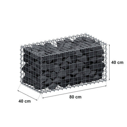 Gabbione 80 cm x 40 cm x 40 cm (L x H x P), maglia 5 cm x 5 cm, spirale