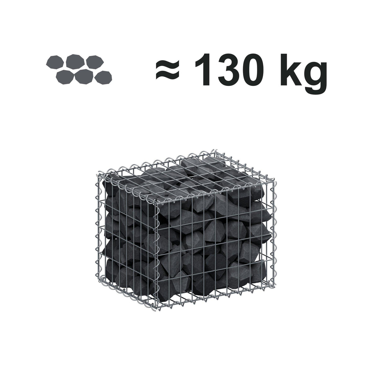 Schanskorf 50 cm x 40 cm x 40 cm (L x H x D), maaswijdte 5 cm x 10 cm, spiraalvormig