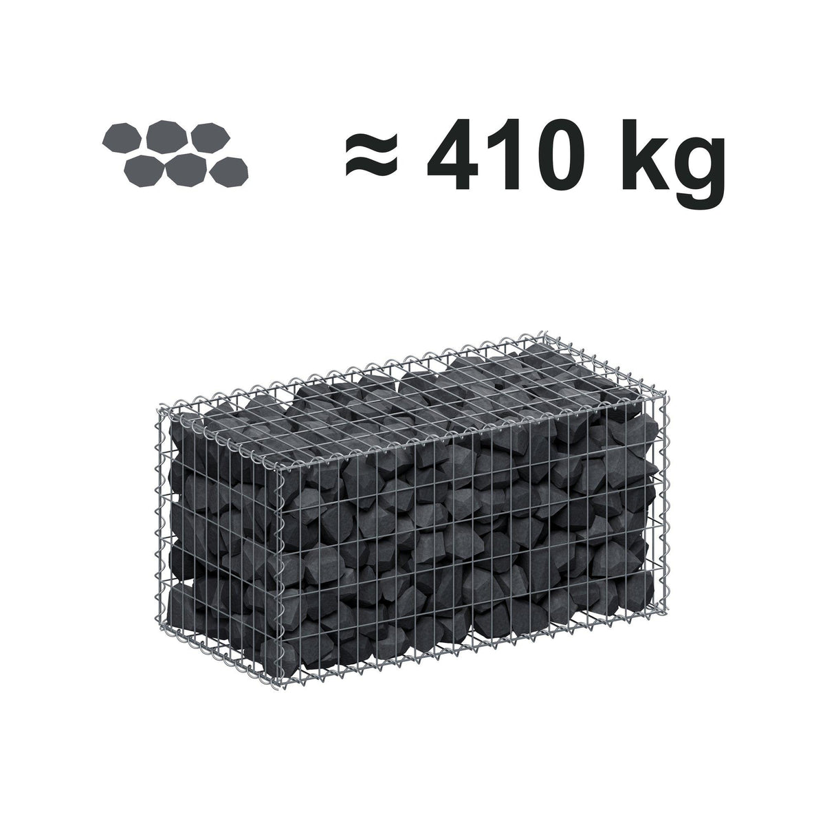 Gabion 100 cm x 50 cm x 50 cm (L x H x P), mailles 5 cm x 10 cm, spirale