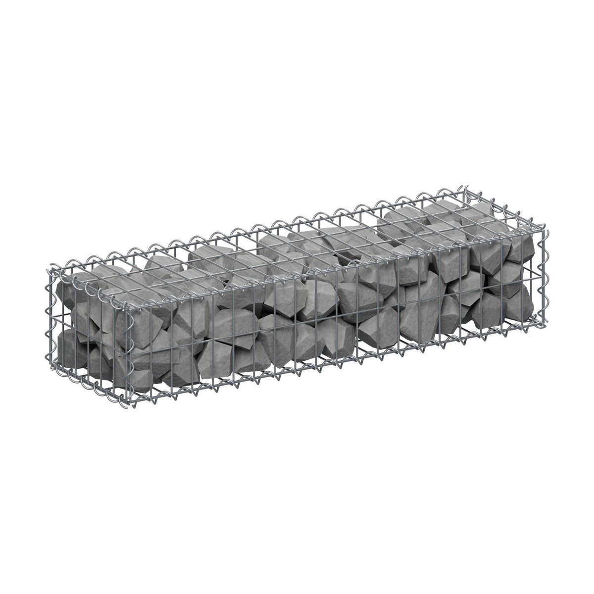 Gabião 100 cm x 20 cm x 30 cm (C x A x P), malhagem 5 cm x 10 cm, espiral