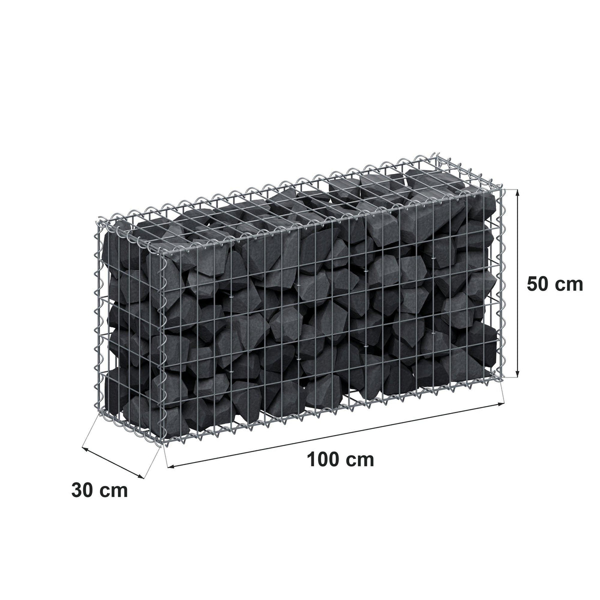 Gabion 100 cm x 50 cm x 30 cm (L x H x P), mailles 5 cm x 10 cm, spirale