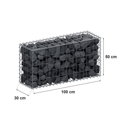Gabion 100 cm x 50 cm x 30 cm (L x H x P), mailles 5 cm x 10 cm, spirale