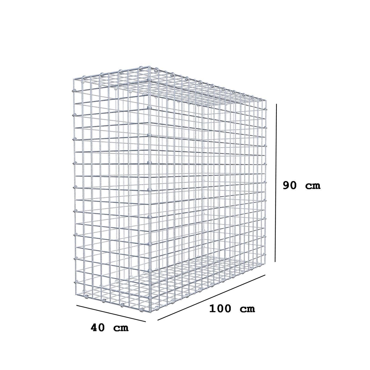 Gabion 100 cm x 90 cm x 40 cm (L x H x P), mailles 5 x 5 cm, anneau en spirale