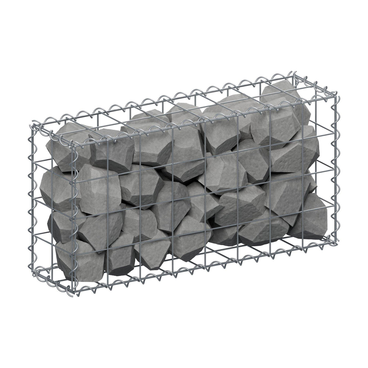 Schanskorf 80 cm x 40 cm x 20 cm (L x H x D), maaswijdte 10 cm x 10 cm, spiraalvormig