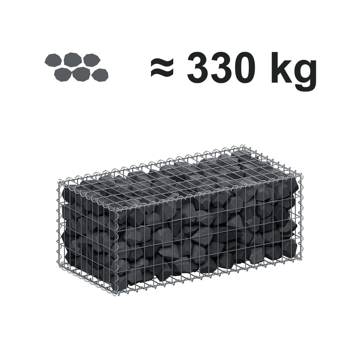 Gabion 100 cm x 40 cm x 50 cm (L x H x D), maskstorlek 5 cm x 10 cm, spiral