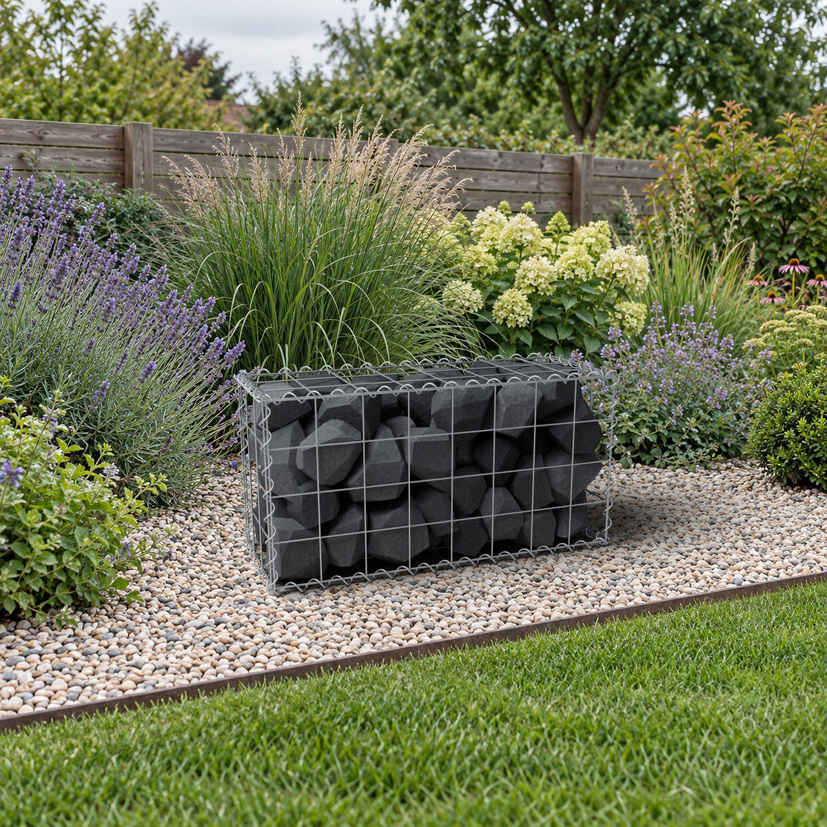 Gabione 80 cm x 40 cm x 30 cm (L x H x T), Maschenweite 10 cm x 10 cm, Spirale
