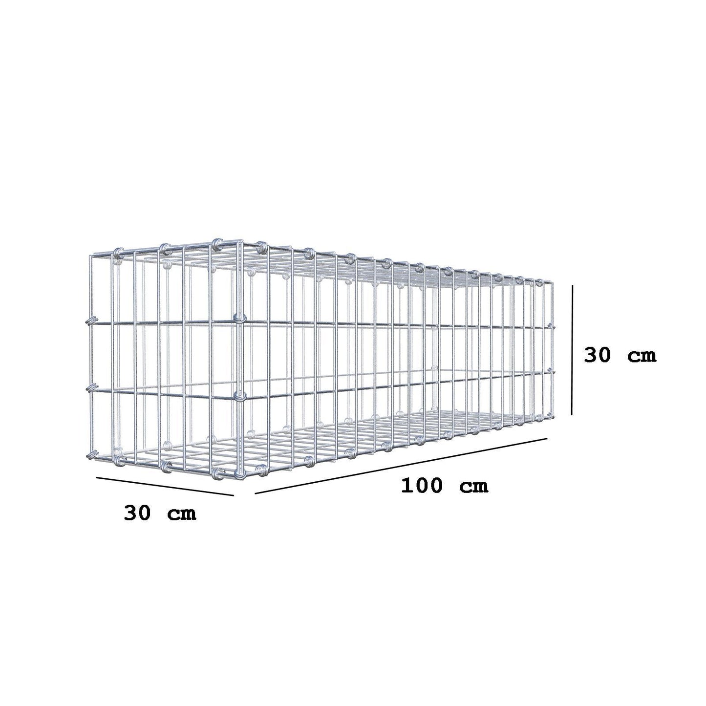 Gabion 100 cm x 30 cm x 30 cm (L x H x D), mesh size 5 x 10 cm, spiral ring