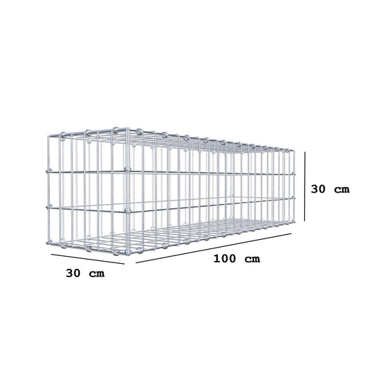 Gabion 100 cm x 30 cm x 30 cm (L x H x P), mailles 5 x 10 cm, anneau en spirale