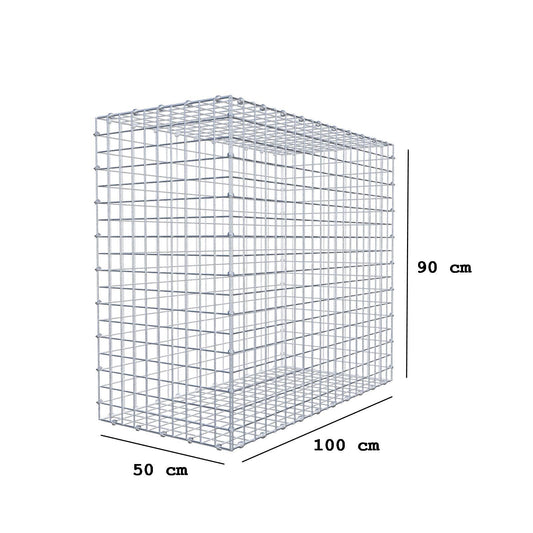 Gabbione 100 cm x 90 cm x 50 cm (L x H x P), maglia 5 x 5 cm, anello a spirale