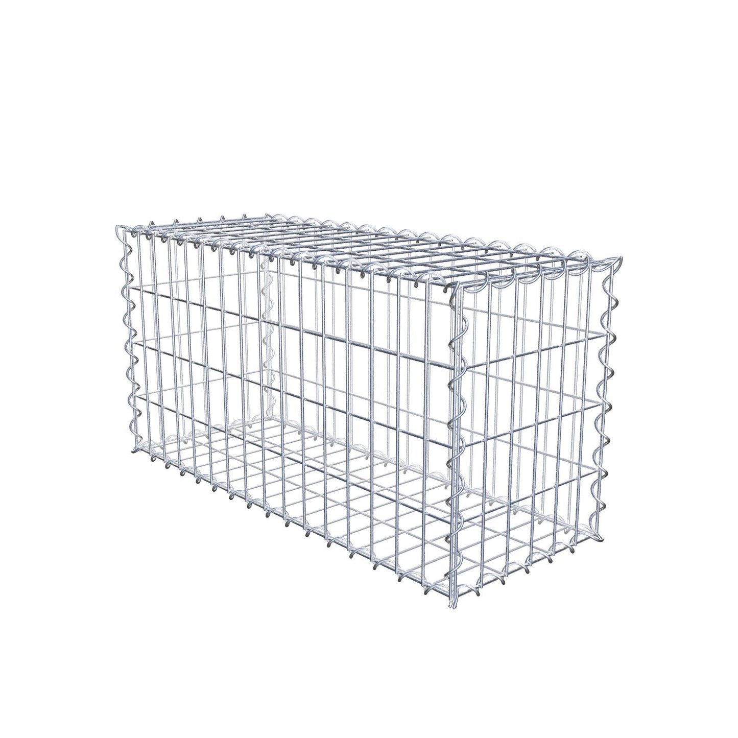 Gabião 80 cm x 40 cm x 30 cm (C x A x P), malhagem 5 cm x 10 cm, espiral