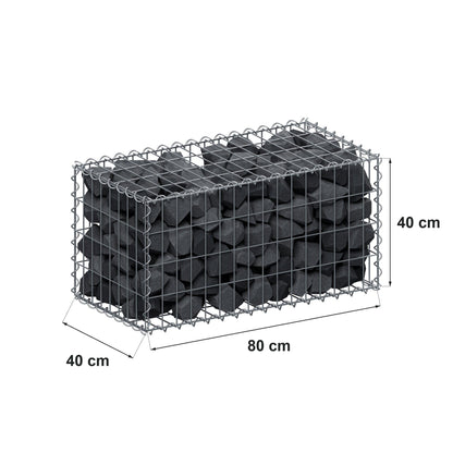 Gabione 80 cm x 40 cm x 40 cm (L x H x T), Maschenweite 5 cm x 10 cm, Spirale