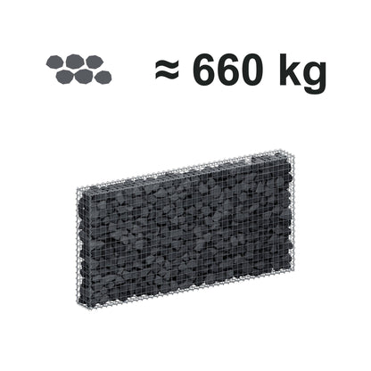 Gabion 200 cm x 100 cm x 20 cm (L x H x D), mesh size 5 cm x 5 cm, spiral