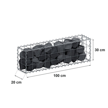 Gabion 100 cm x 30 cm x 20 cm (L x H x D), mesh size 10 cm x 10 cm, spiral
