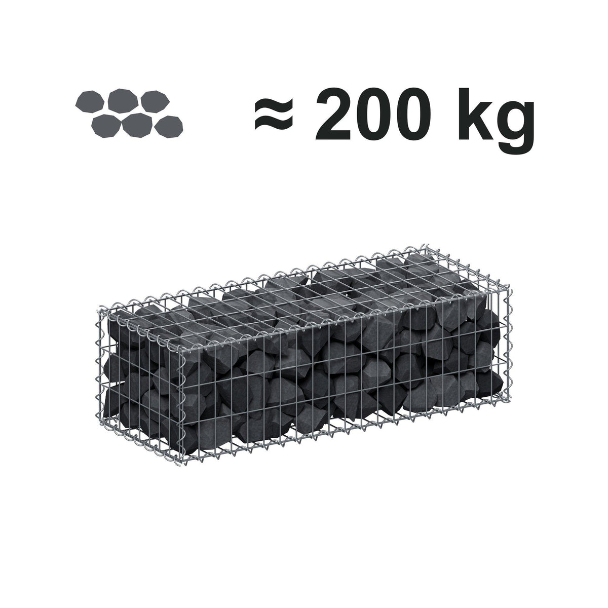 Gabion 100 cm x 30 cm x 40 cm (L x H x D), maskstorlek 5 cm x 10 cm, spiral