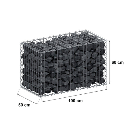 Gabião 100 cm x 60 cm x 50 cm (C x A x P), malhagem 5 cm x 10 cm, espiral