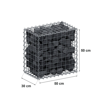 Gabião 50 cm x 50 cm x 30 cm (C x A x P), malhagem 5 cm x 5 cm, espiral