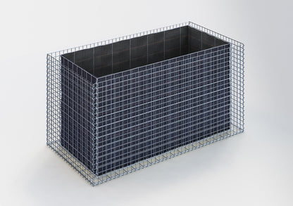 Lecho elevado rectangular 200 cm x 100 cm x 100 cm (largo x alto x fondo), malla 5 x 5 cm, espesor de pared 10 cm
