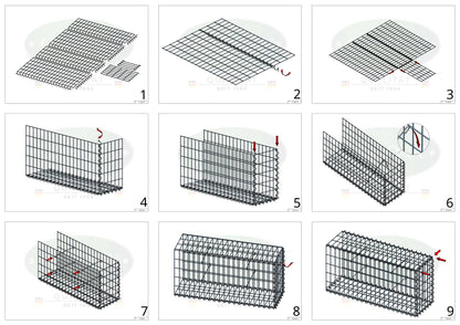 Gavión complementario tipo 2 100 cm x 80 cm x 50 cm (L x A x P), malla 5 cm x 10 cm, espiral