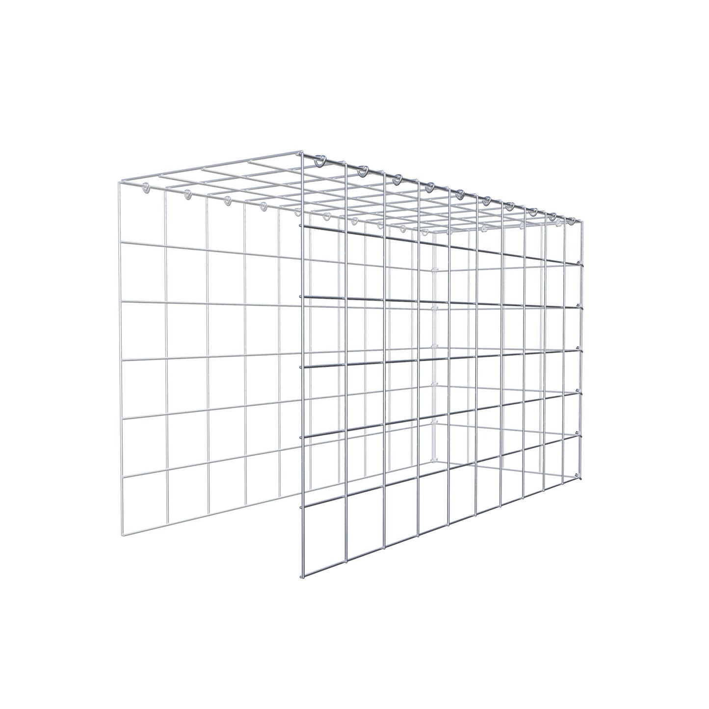 Monteret gabion type 4 100 cm x 60 cm x 40 cm (L x H x D), maskestørrelse 10 cm x 10 cm, C-ring