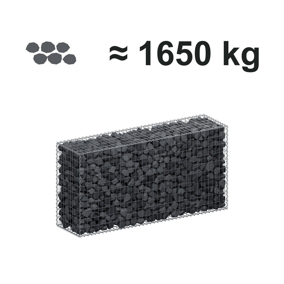 Schanskorf 200 cm x 100 cm x 50 cm (L x H x D), maaswijdte 5 cm x 10 cm, spiraalvormig