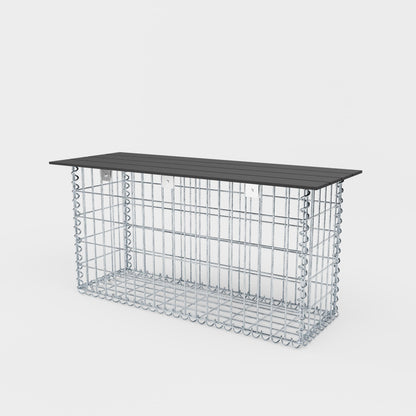 Tuinbank spiraalvormige schanskorf 105 x 50 x 30 cm - MW 5 x 10 cm, met gerecycled bovenblad in antraciet
