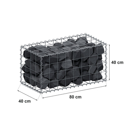 Gabione 80 cm x 40 cm x 40 cm (L x H x T), Maschenweite 10 cm x 10 cm, Spirale