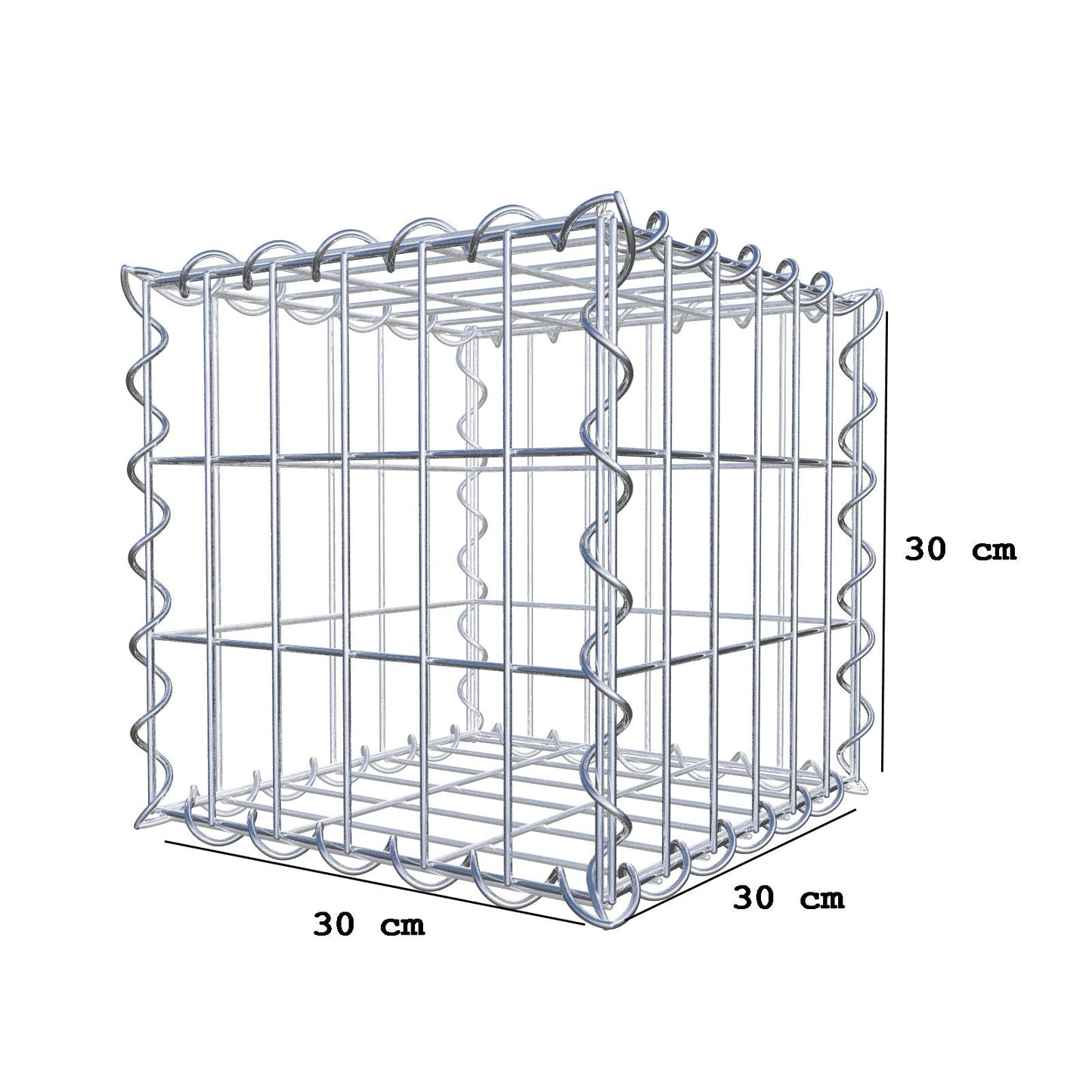Gabbione 30 cm x 30 cm x 30 cm (L x H x P), maglia 5 cm x 10 cm, spirale