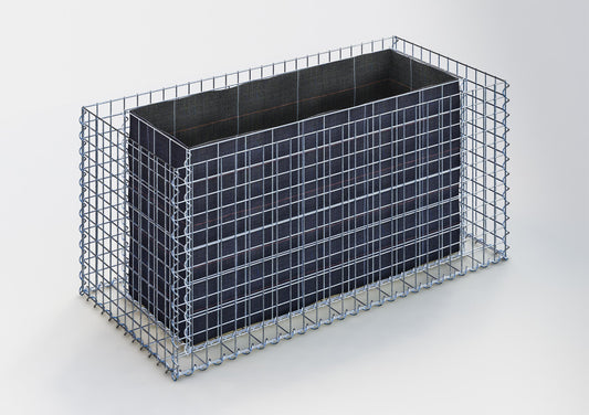 Högbädd, fyrkantig 130 cm x 60 cm x 60 cm (L x H x D), maskstorlek 5 x 5 cm, väggtjocklek 10 cm