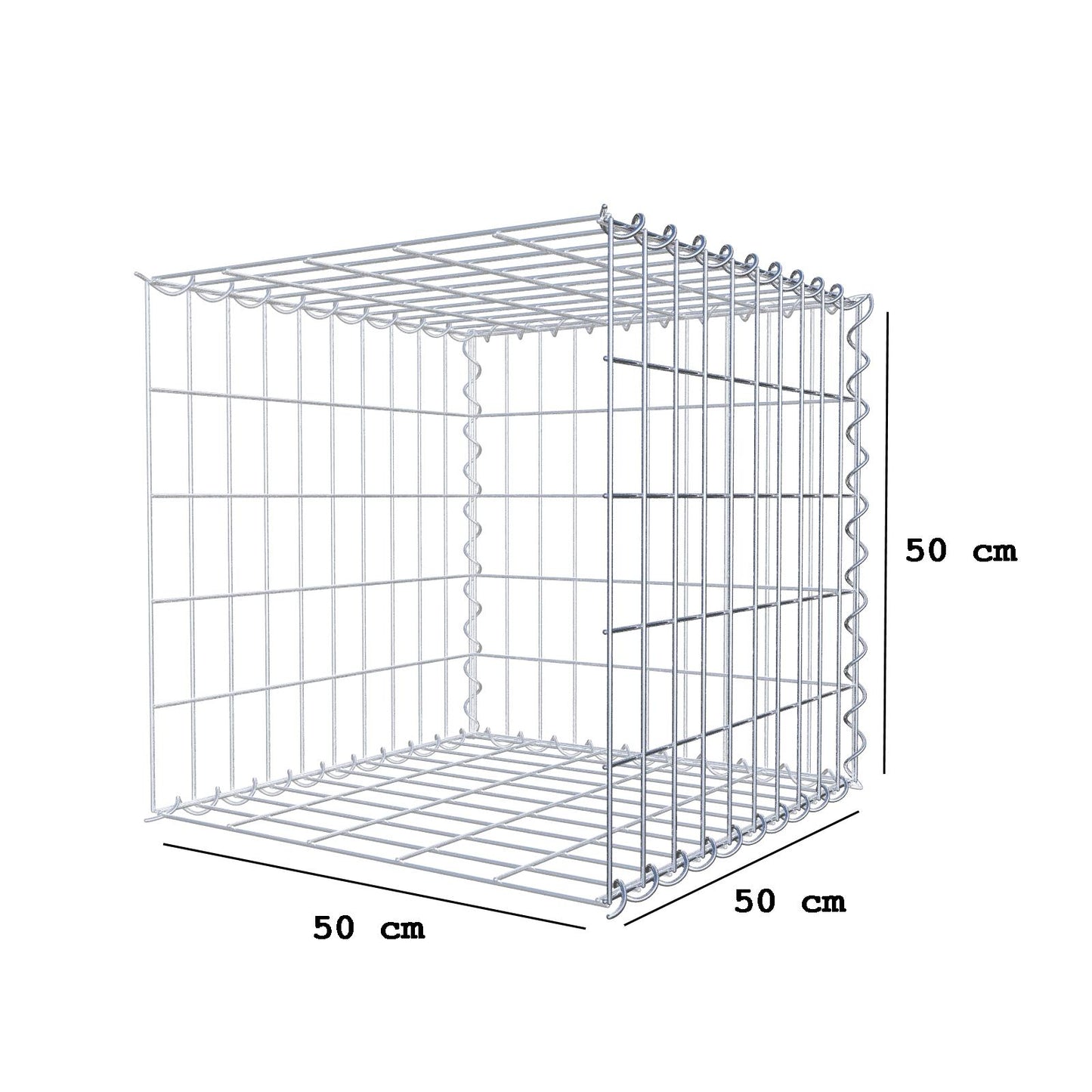 Gabion rapporté type 2 50 cm x 50 cm x 50 cm (L x H x P), mailles 5 cm x 10 cm, spirale
