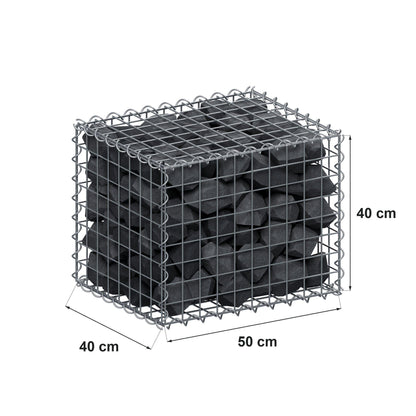 Gabion 50 cm x 40 cm x 40 cm (L x H x P), mailles 5 cm x 5 cm, spirale