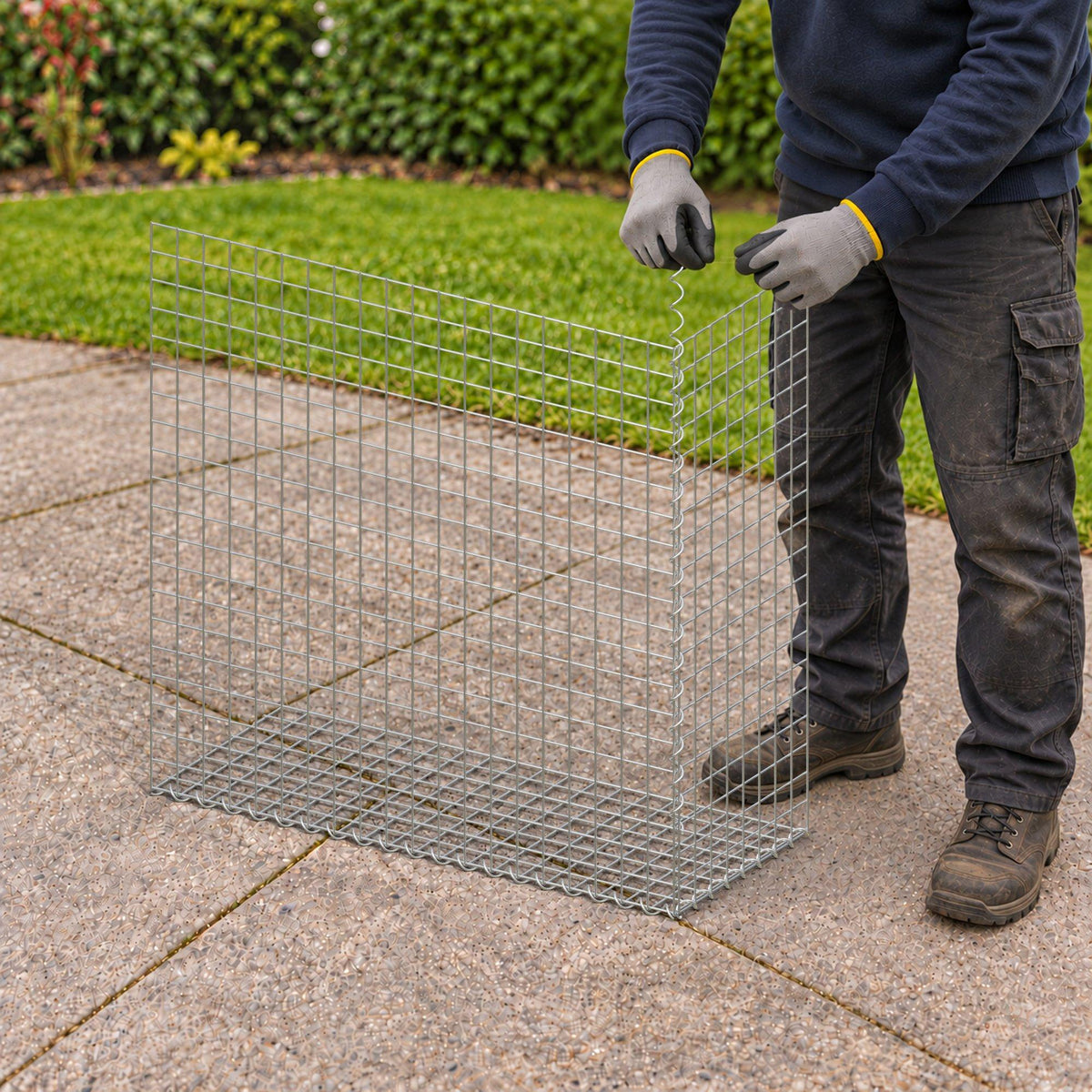 Gabion 100 cm x 100 cm x 40 cm (L x H x D), mesh size 5 cm x 5 cm, spiral