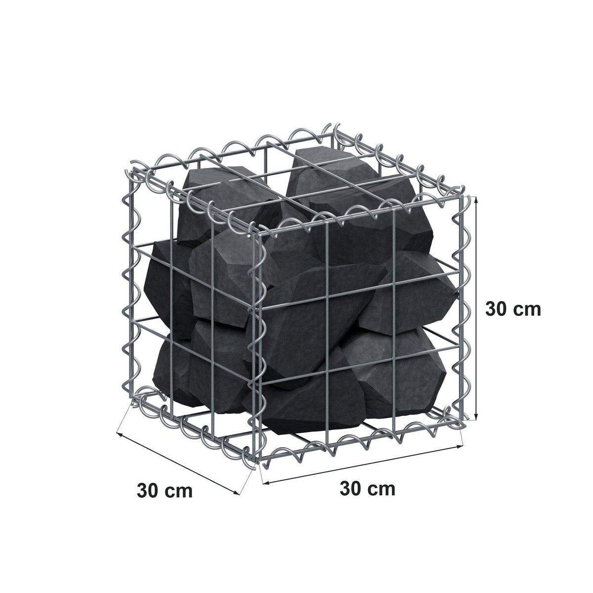 Gabion 30 cm x 30 cm x 30 cm (L x H x P), mailles 10 cm x 10 cm, spirale
